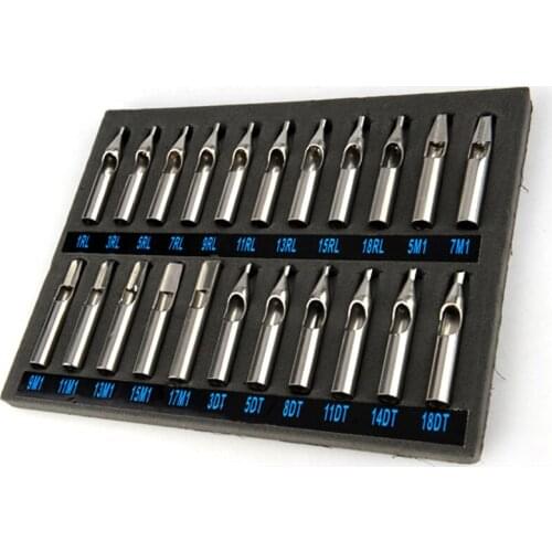 High Quality 22 PCS 304 Stainless Steel Tattoo Tips Kit Tattoo Nozzle Tips Mixed Set For Tattoo Grip