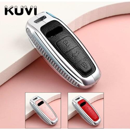 Hight Grade Car Styling Alloy Leather Car Key Case Cover Shell Protector Accessories for Audi A6 C8 A7 A8 2018 2019 2020