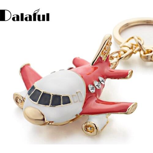 Vivid Lovely Enamel Aircraft Plane Crystal Keyrings Keychains Purse Bag Pendant Key Chains Holder Rings For Car K313 New