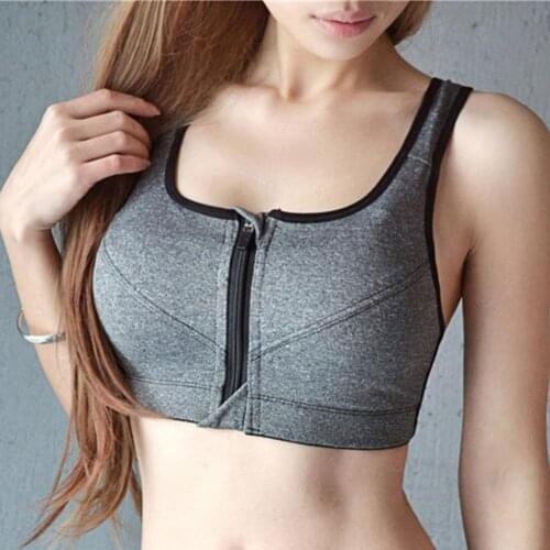 Of Womens Sports Bra Gathered Without Steel Ring Running Yoga Vest Sexy Shockproof Fitness Girl Front Zipper Underwear Large