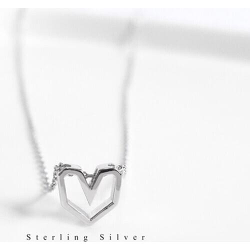 Dropshipping Pure 925 Sterling Silver Dangle Heart Necklaces For Women Statement Korean Valentine Pendant Necklace Party Gifts
