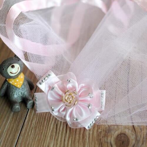 1Pcs Cute Pet Lace Hair Clips Rhinestone Bow Dogs Head Mesh Lace Veil Dog Grooming Dogs Accessories For Yorkshire Hair Decor