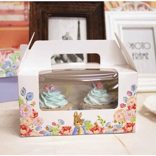 10pcs 16.5x9.3x9cm wedding candy box Cupcake Muffin box portable cup pudding bottle carrying box small pastry box