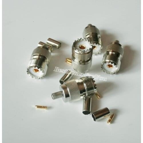 10Pcs UHF Female SO239 SO-239 Jack Solder Crimp RG58 RG142 LMR195 RG400 Cable RF Connector
