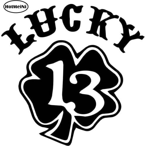 13cm*13cm LUCKY 13 Clover Shamrock Originality Vinyl Car Sticker Motorcycle Decal Black/Silver c1-05238