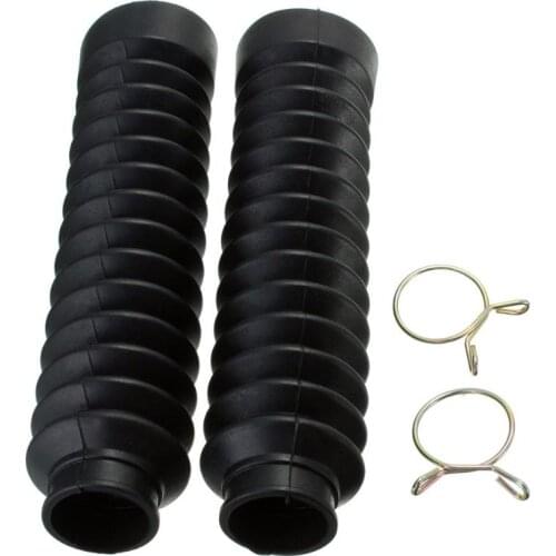 2pcs Black Universal Motorcycle Rubber Front Fork Cover Shock Absorbing Protector Gaiters Boot Gaitor Ornamental Mouldings New