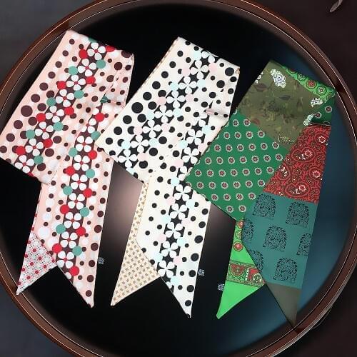 2019 New Design 160X13CM Twill silk scarf long scarf Double-deck Women Scarf Tie Head Silk Scarves & Wraps Neckerchief