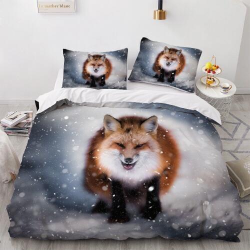 3D Bedding Sets Animal Fox Duvet Quilt Cover Set Comforter Bed Linen Pillowcase King Queen Full 200*200 230*230 Home Texitle