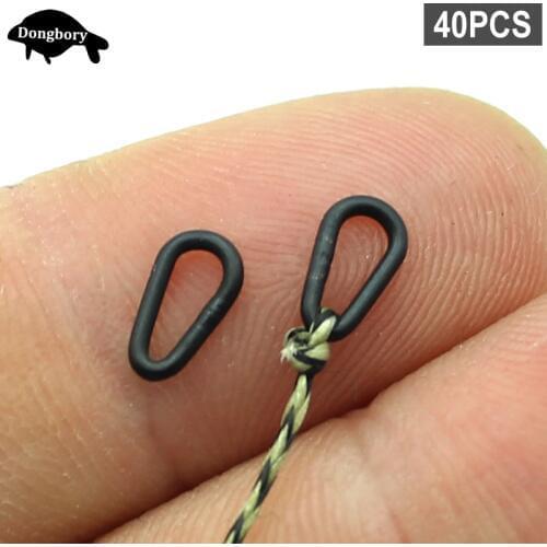 40Pcs Micro Carp Fishing Accessories Hook Link Loop Covert Rig Ring Loop Swivel Tear Drop Hair Rig Ring Oval Carp Fishing Tackle
