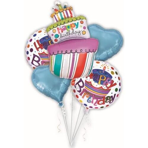 5pcs Birthday cake foil balloons helium balloon globos inflatable happy birthday balloons air balls party supplies baby shower