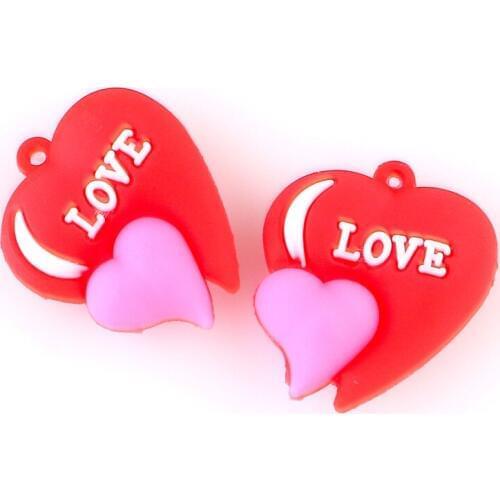 5pcs Cartoon Cute Love Red Heart Charms For Women Girls DIY Making Rainbow Kawaii Necklace Pendant Keychain Jewelry Gift