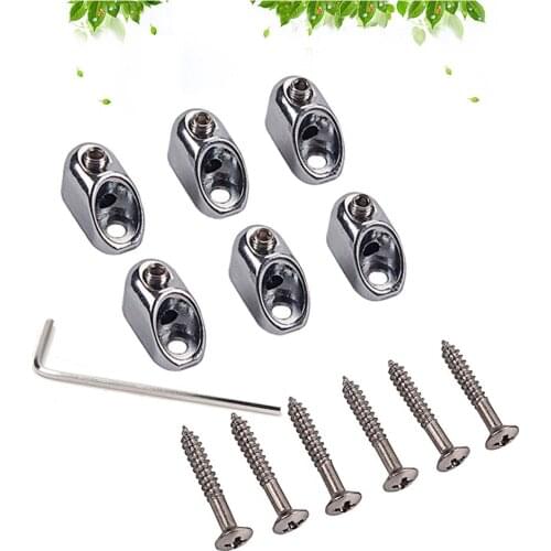 6pcs GA1118 Good Quality Guitar Parts Headless Electric Bass Guitar String Locking Nut Set with 1 Wrench 6 Screw Silver