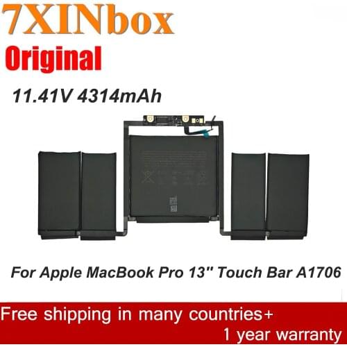 7XINbox 11.41V A1819 49.2Wh 4314mAh Original Laptop Battery For MacBook Pro 13'' Touch Bar A1706 Late 2016 Mid 2017 year