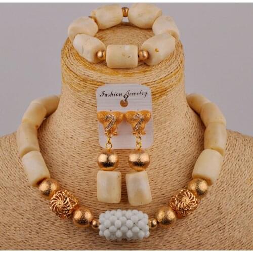 White Coral Necklace African Jewelry Set Women Nigerian Wedding Beads Bridal Jewelry Sets