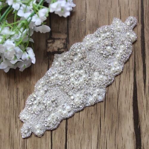 Free Shipping 10 pcs 6'' Rhinestone Applique for Wedding Gown Bridal Applique Trimming Rhinestone Patch LSAP0901-1