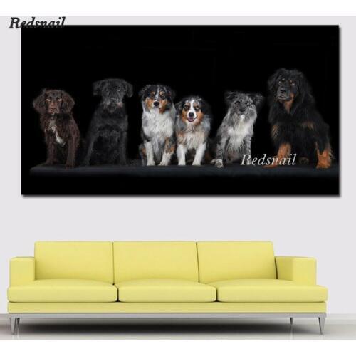 Large Dogs Black background Spanie 5D DIY Diamond painting Full Diamond embroidery mosaic puzzle Wall Art Animal pet EE937