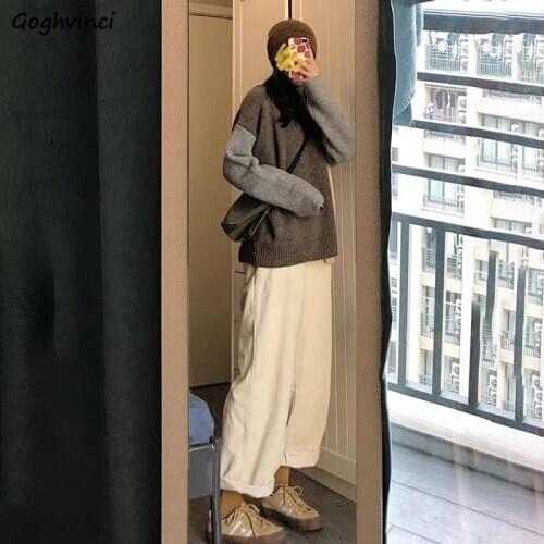 Casual Pants Women Straight Loose Elastic Waist Corduroy Trousers Womens High Quality Chic Ins Daily Fashion Bottoms Leisure New