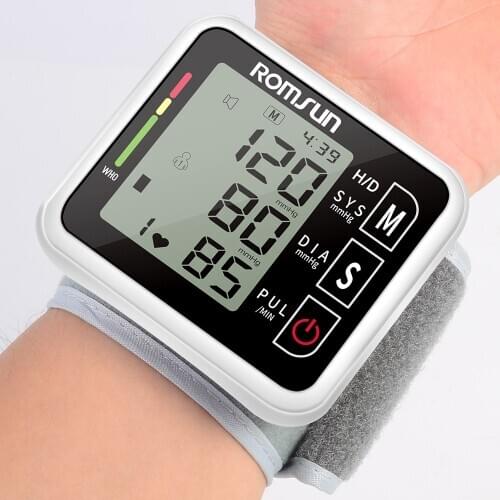Digital Wrist Blood Pressure Monitor Cuff BP Sphygmomanometer Blood Presure Meter Monitor Heart Rate Pulse Portable Tonometer