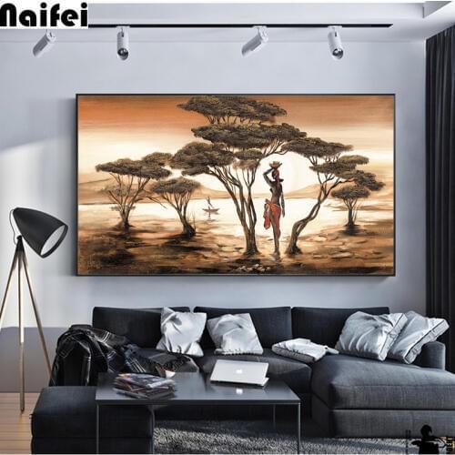 Diy Diamond painting African Woman Paintings On The Wall Classical Sunset Landscape full diamond embroidery cross stitch kits