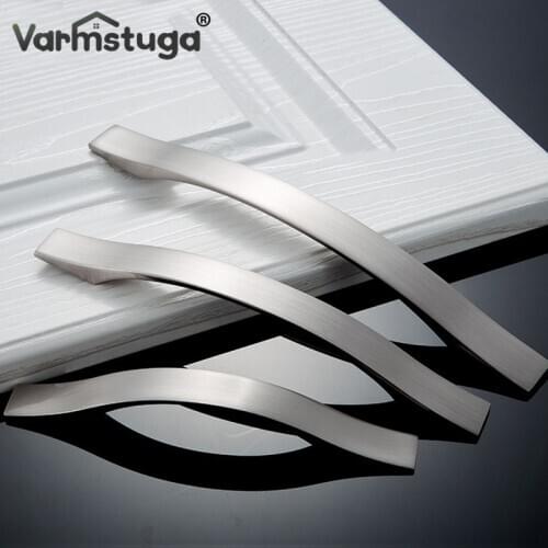 VARMSTUGA Aluminum Alloy Wardrobe Door Handles Cabinet Handles Drawer Knobs Brushed Pulls Simple Modern Style Furniture Handle