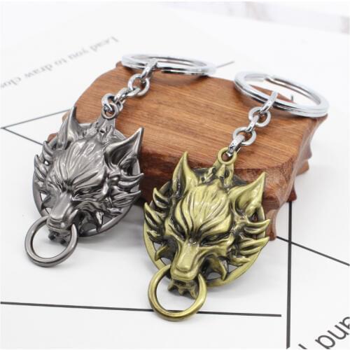Movie Final Fantasy Figure Toy Keychain FF7 Gothic Wolf Head Model Holder Key Chain Keyring Pendant Toys gift