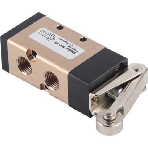 MV-09 Pneumatic Reversing Valve 2 Position 5 Way Roller Lever Mechanical Valve 1/4in PT Air Valve