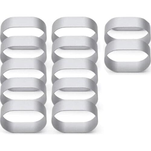 FQYL 12 Pcs Stainless Steel Oval Cheese Mold Mini Cookie Tiramisu Cutter Mousse Cake Ring Mold Cake Cutting Mold Pastry Rings