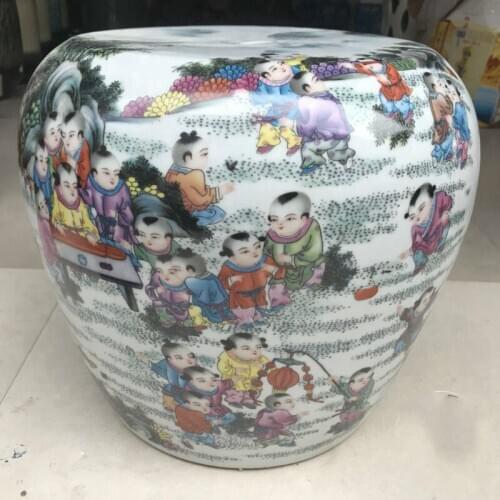 Jingdezhen Ceramic stool Baby Drama Peony Flower Golden round Ceramic stool Outdoor Balcony Toilet porcelain home stool