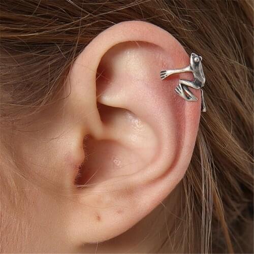 Punk Silver Color Frog Clip Earrings For Women Men Mini Cute Hiphop Leapfrog Earring 1PC Alloy Gothic Party Fashion Jewelry A926
