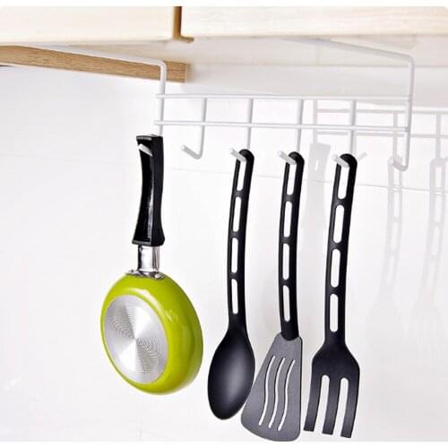 Kitchen Organizer Storage Holder Space-saving Hook Storage Hanger Iron Bathroom Closet Hanging Hook 6 Hooks Rack