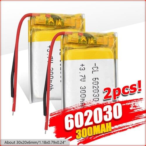 Size 602030 3.7v 300mAh li-ion Lipo cells Lithium Li-Po Polymer Rechargeable Battery For Bluetooth speaker Tachograph Car Camera