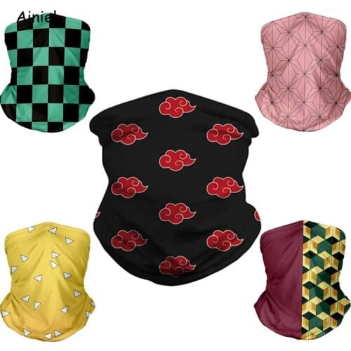 Demon Slayer Blade Mask Motorcycle Cycling Neck Scarf Half Face Mask Bandana Headband Cosplay Adult Leaf Masks Halloween