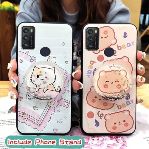 Cartoon Silicone Phone Case For Alcatel 1S 2021/3L 2021 phone stand holder Anti-dust glisten