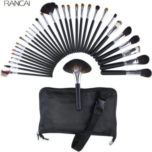 Professional 32pcs Makeup Brushes Set Goat Hair pincel maquiagem Powder Contour Brush Cosmetic Complete Kit with Leather Bag