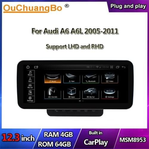 Ouchuangbo 12.3 Inch Car GPS Radio Audio stereo Navi For Audi A6 A6L 2005-2011 with 8 core android 10 4GB+64GB carplay MSM8953