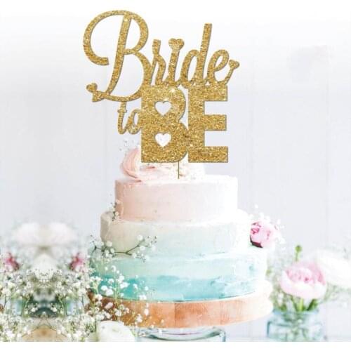 Personalised Bride to be cake topper, customised gold glitter cake topper bridal shower bride topper Dessert toothpicks