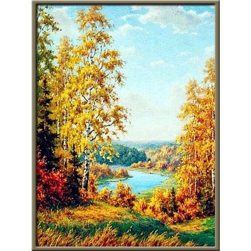 Landscape Tree DIY 11CT Cross Stitch Embroidery Kits Needlework Craft Set Cotton Thread Printed Canvas Home Dropshipping