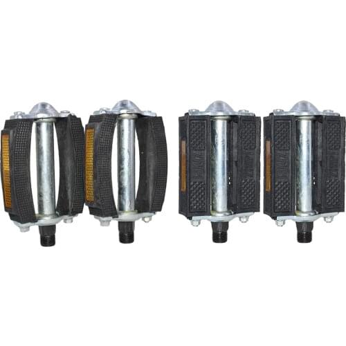 Anti-Slip Rubber Block Pedals Vintage Retro Style Bike Flat Pedal w/ Reflector