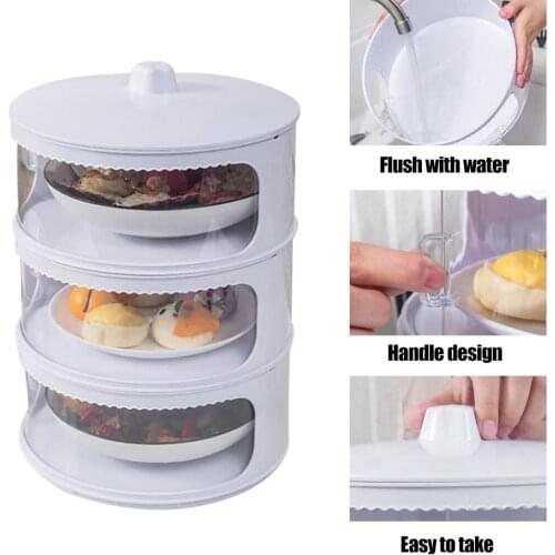 Transparent Stackable Food Insulation Cover Dust Proof Portable For Home Kitchen Kitchen Storage & Organization Save Space