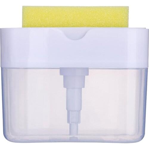 Empty Soap Pump Dispenser with Sponge Holder Kitchen Handy Soap Caddy Box