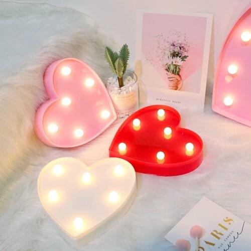 Romantic Valentines proposal Letter Lamps Indoor Decorative Nights Lamps LED Night Light 3D Love Heart Marquee Wedding DIY