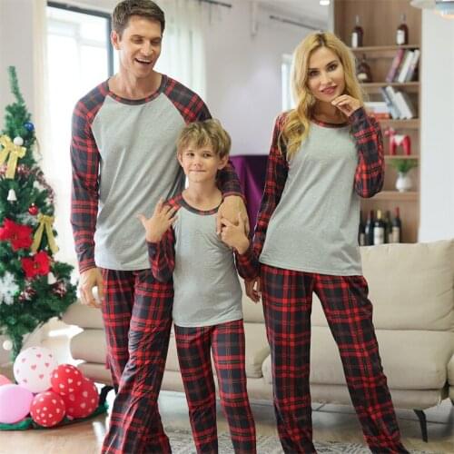 Christmas Pajamas Adults Baby Kids Set Sleepwear Long-Sleeve Plaid Nightwear Family Look Family Matching
