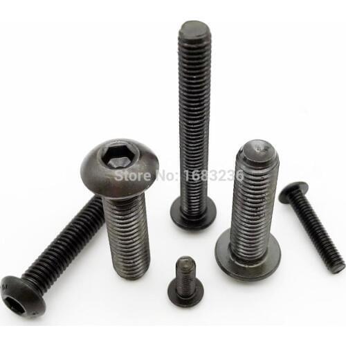 10/50pcs M2 M2.5 M3 M4 M5 M6 M8 Black grade 10.9 steel Metric Thread ISO7380 Button Head Hex Hexagon Socket Allen Screw Bolt
