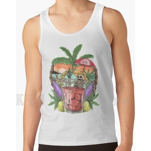 Skeleton In The Beach tank tops vest sleeveless Skeleton In The Beach Skeleton Beach Skull Summer Funny Ocean Sea Sun