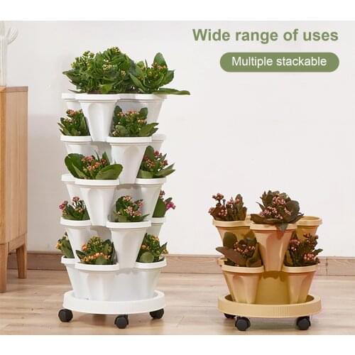 Stackable Vertical Planter Gardening Nursery Pots for Strawberry Planting Plastic Gardening Nursery Pots for Indoor Outdoor