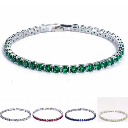 Sparkling 41 PCS 1 Row Round Cut Cubic Zirconia Crystal Tennis CZ Bracelets For Women Wedding Men Hip Hop Matching Bracelet