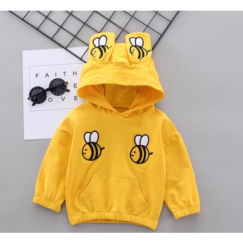 Spring Children Cartoon Honeybee Clothes Autumn Hoodies Boy Coat Girl Sweatshirts Kids Long Sleeve T-Shirts Hooded Top Outwear