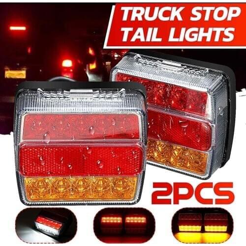 2Pcs Rear LED Trailer Tail Lights Boat Marker Truck Waterproof Universal 12V 16 LED Campers Trailer Taillights Bus Caravans