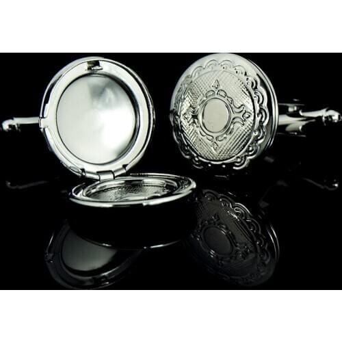 Album Cufflinks Round Photo Sleeve Nail Photo Box Storage French Shirt Cuff Buttons Business Cufflink Male Jewelry Gifts