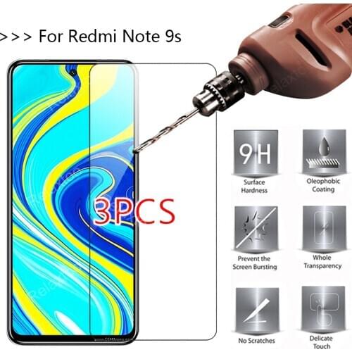 3pcs Glass screen protectors For Redmi Note 9s 9 Pro Max 8 Pro 8T Protective Glass For Redmi 9 9A 9C k20 pro k20 Tempered Glass
